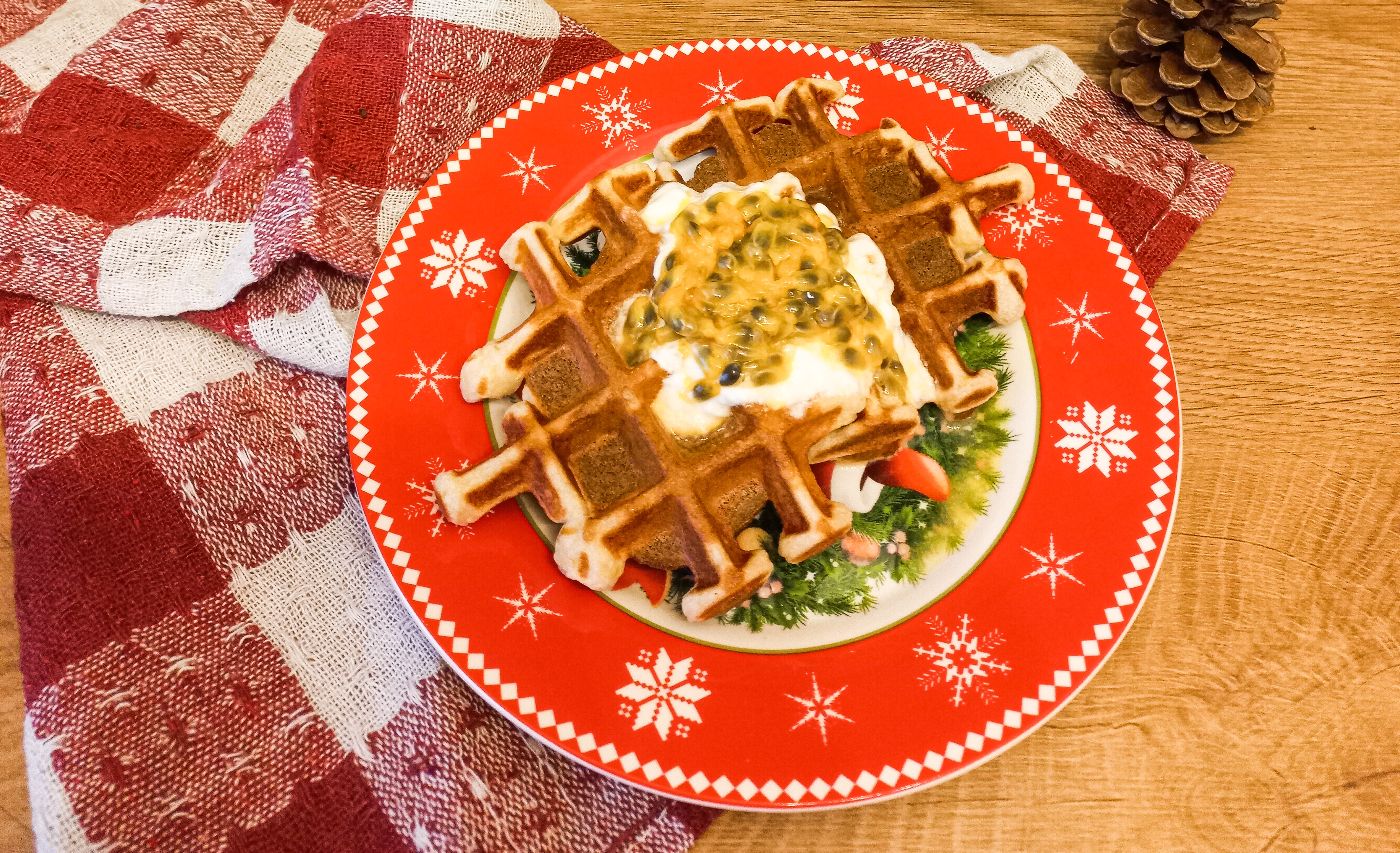Waffles cu para si branza de vaci