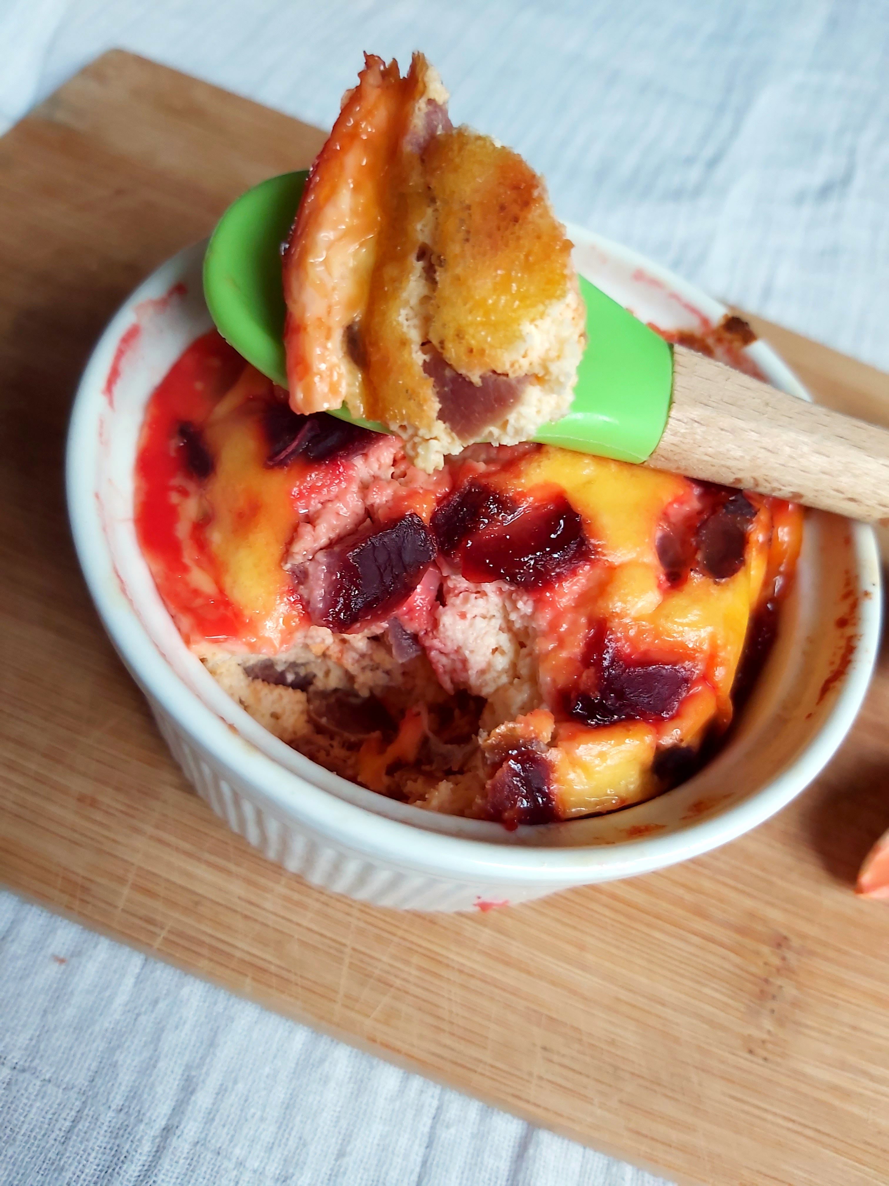 Budinca cu sfecla rosie si branzica de casa