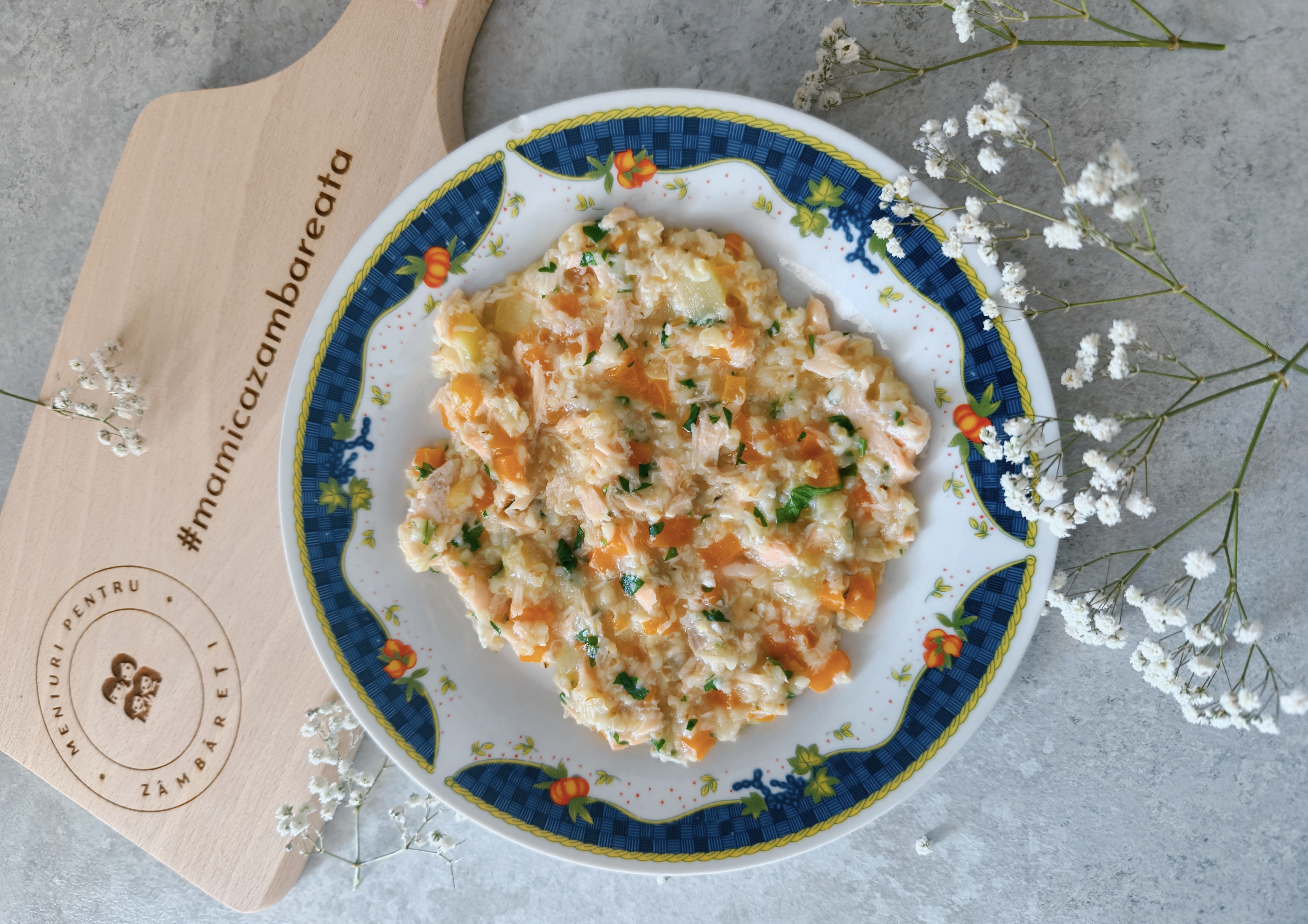 Bulgur cremos cu somon și legume – prânz sănătos pentru bebe