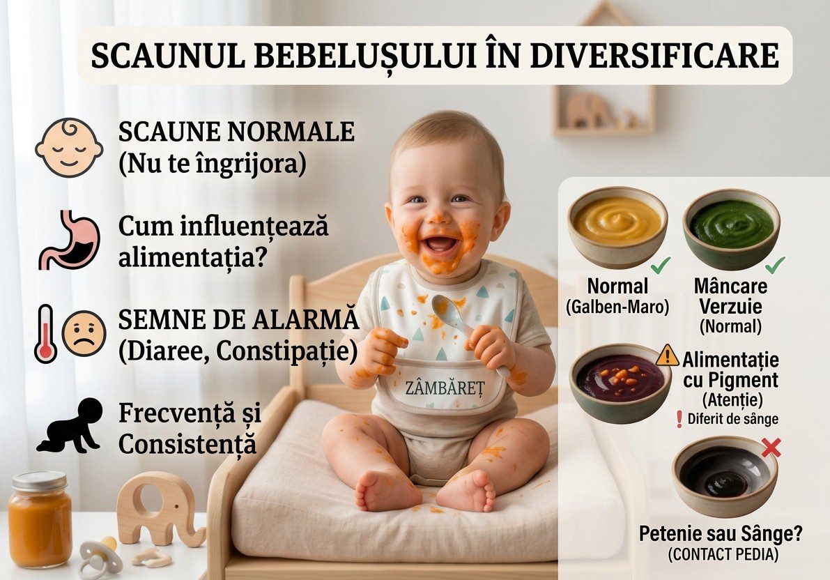 Scaunul bebelușului în diversificare: ce schimbări sunt normale și când trebuie să te îngrijorezi